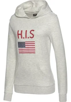 Damenshirts|H.I.S Kapuzensweatshirt Grau-Meliert