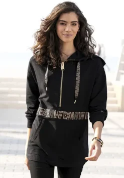 Damenshirts|Venice Beach Kapuzensweatshirt Schwarz