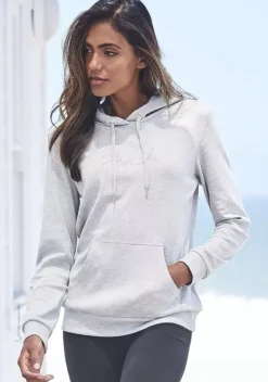 Damenshirts|Bench. Kapuzensweatshirt Hellgrau-Meliert