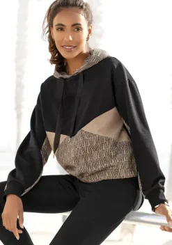 Damenshirts|Venice Beach Kapuzensweatshirt Toffee-Schwarz