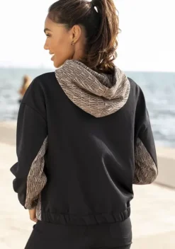 Damenshirts|Venice Beach Kapuzensweatshirt Toffee-Schwarz