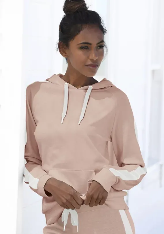 Damenshirts|Bench. Kapuzensweatshirt Beige-Weis