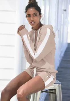 Damenshirts|Bench. Kapuzensweatshirt Beige-Weis