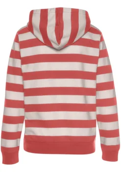 Damenshirts|H.I.S Kapuzensweatshirt Rot-Nougat-Gestreift