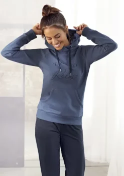 Damenshirts|LASCANA Kapuzensweatshirt Graublau