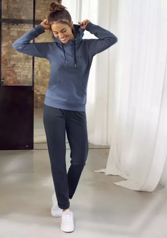 Damenshirts|LASCANA Kapuzensweatshirt Graublau