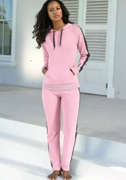 Homewear-Oberteile|Bench. Kapuzensweatshirt Rosa-Schwarz