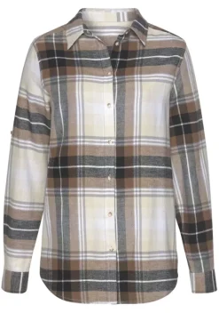 Blusen|Buffalo Karobluse Braun-Creme-Kariert