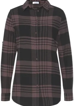 Blusen|LASCANA Karobluse Lila-Schwarz-Kariert