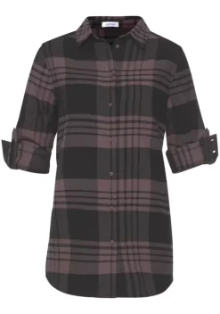 Blusen|LASCANA Karobluse Lila-Schwarz-Kariert