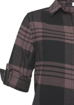 Blusen|LASCANA Karobluse Lila-Schwarz-Kariert