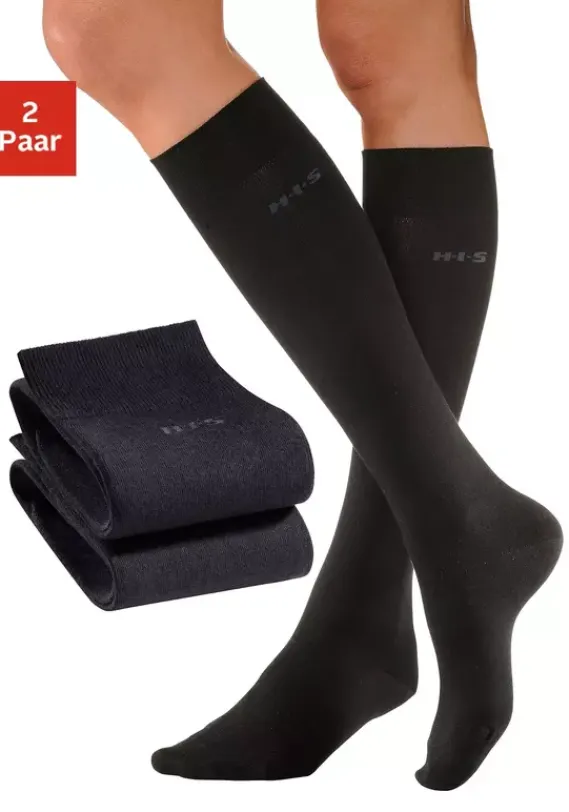 Socken|H.I.S Kniestrumpfe Schwarz