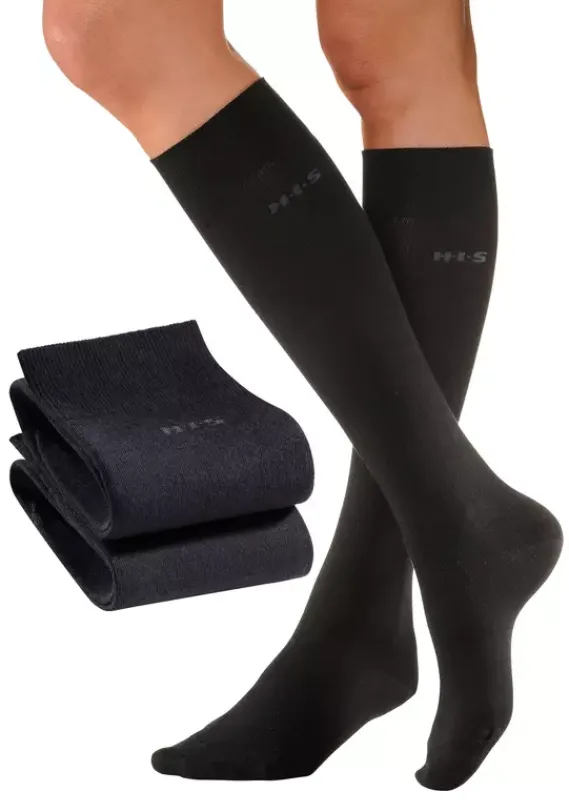 Socken|H.I.S Kniestrumpfe Schwarz
