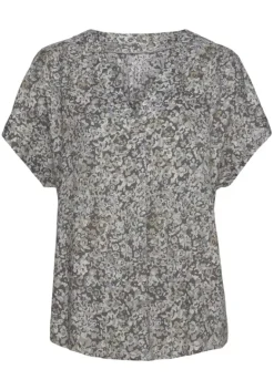 Blusen|Vivance Kurzarmbluse Grau-Bedruckt
