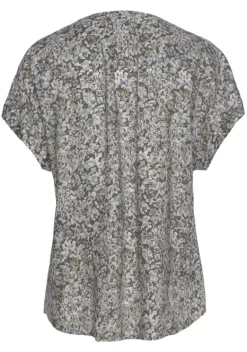 Blusen|Vivance Kurzarmbluse Grau-Bedruckt