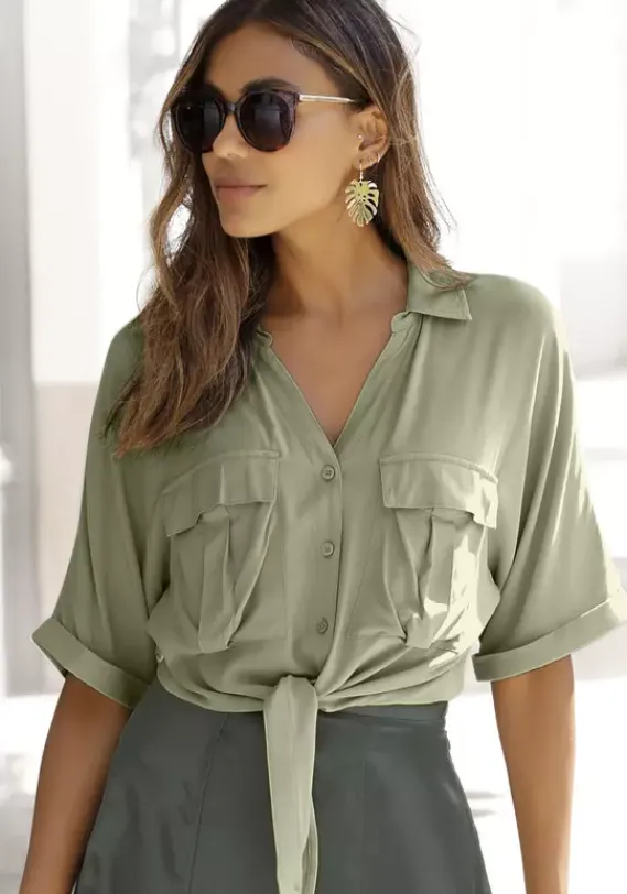 Blusen|LASCANA Kurzarmbluse Lindgrun