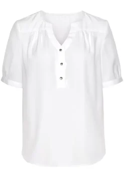 Blusen|LASCANA Kurzarmbluse Weis