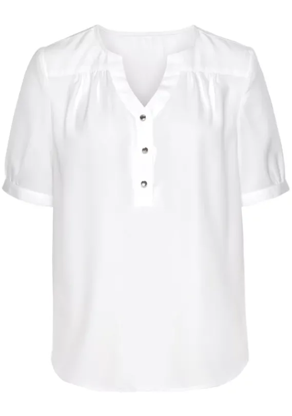 Blusen|LASCANA Kurzarmbluse Weis