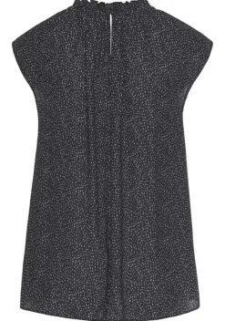 Blusen|LASCANA Kurzarmbluse Schwarz-Weis-Gepunktet