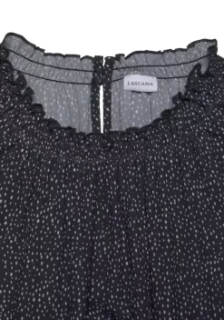 Blusen|LASCANA Kurzarmbluse Schwarz-Weis-Gepunktet
