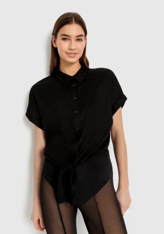 Blusen|LSCN by LASCANA Kurzarmbluse Schwarz