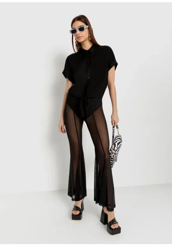 Blusen|LSCN by LASCANA Kurzarmbluse Schwarz