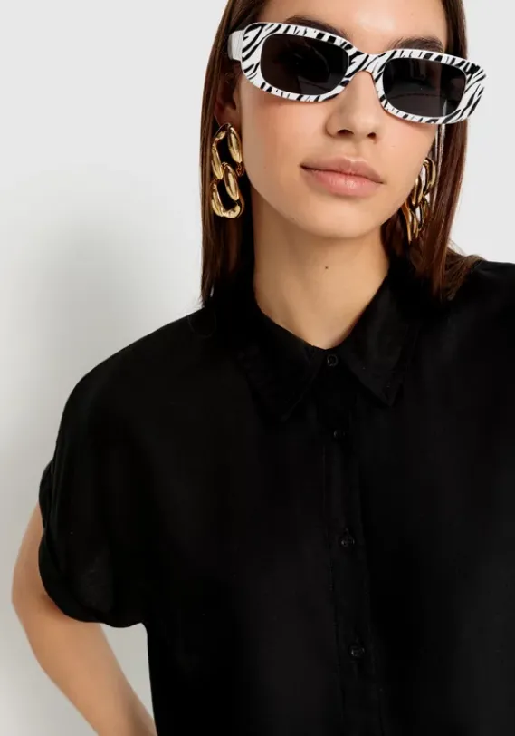 Blusen|LSCN by LASCANA Kurzarmbluse Schwarz