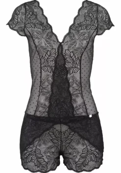 JETTE Spitzen-Bodys<Kurzarmbody
