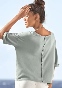 Pullover|Vivance Kurzarmpullover Hellgrun