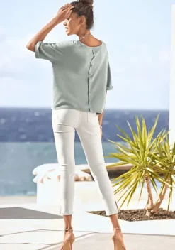 Pullover|Vivance Kurzarmpullover Hellgrun