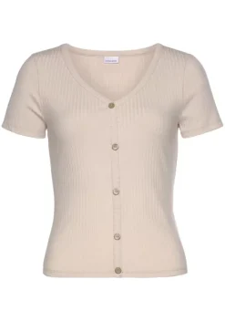 Damenshirts|LASCANA Kurzarmshirt Beige