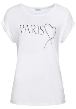 Damenshirts|LASCANA Kurzarmshirt Weis-Bedruckt