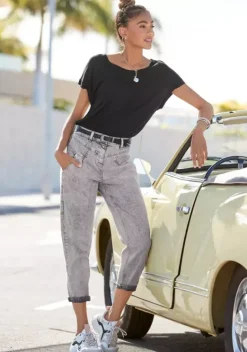 Damenshirts|LASCANA Kurzarmshirt Schwarz