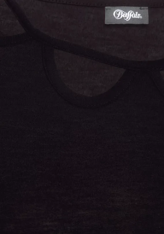Damenshirts|Buffalo Kurzarmshirt Schwarz