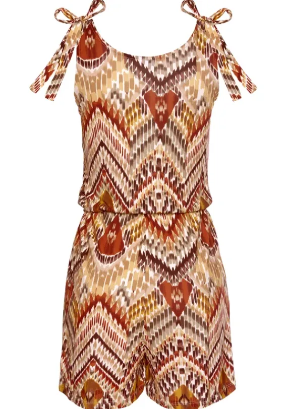Strandmode|LASCANA Kurzoverall Braun-Bedruckt