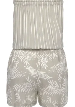 Strandmode|LASCANA Kurzoverall Schilfgrun-Creme Bedruckt