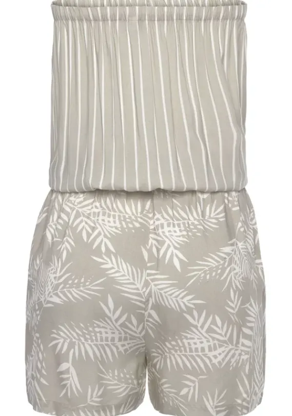Strandmode|LASCANA Kurzoverall Schilfgrun-Creme Bedruckt