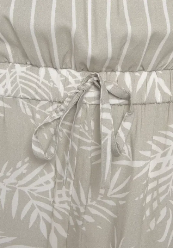 Strandmode|LASCANA Kurzoverall Schilfgrun-Creme Bedruckt
