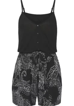 Overalls|Vivance Kurzoverall Schwarz-Weis Bedruckt