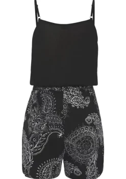 Overalls|Vivance Kurzoverall Schwarz-Weis Bedruckt