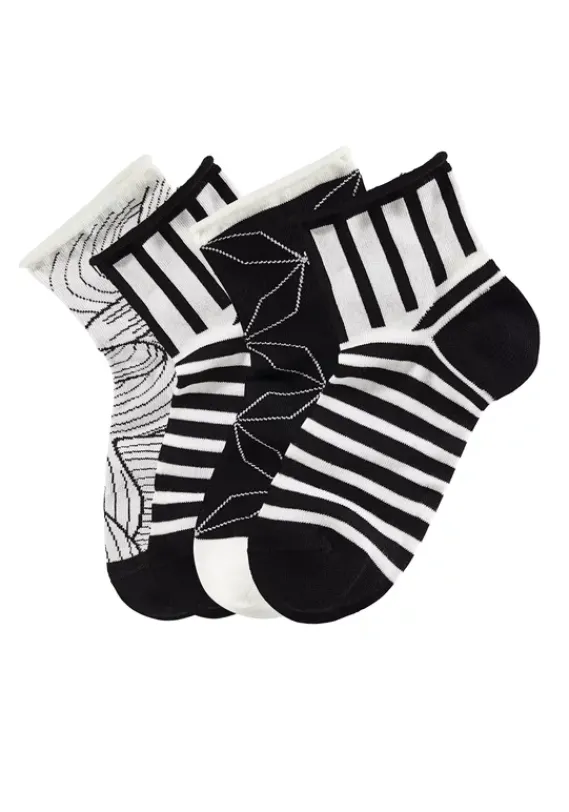 Socken|H.I.S Kurzsocken Schwarz-Weis-Gemustert
