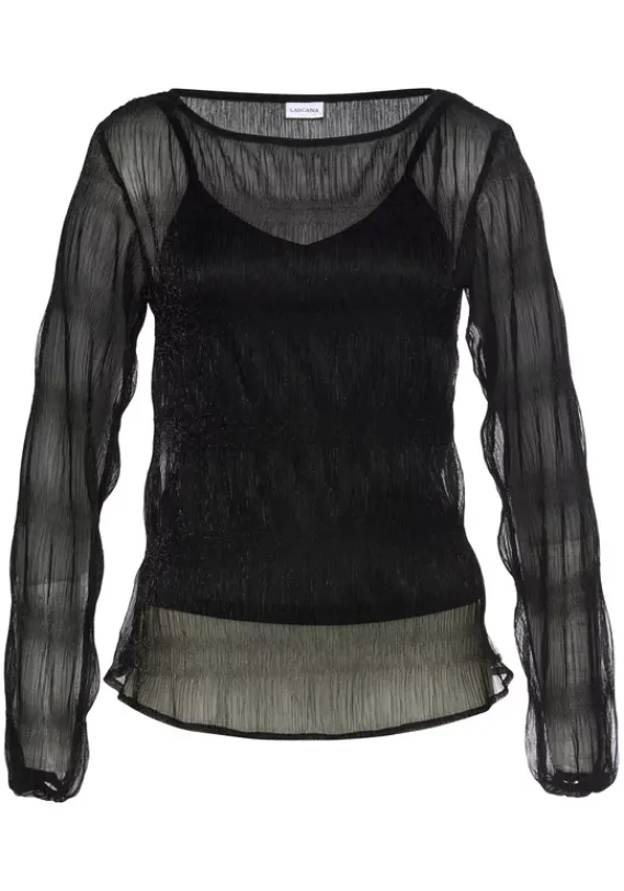 Blusen|LASCANA Langarmbluse Schwarz
