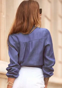 Blusen|LASCANA Langarmbluse Denim-Blue