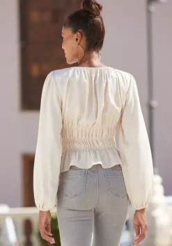Blusen|LASCANA Langarmbluse Creme