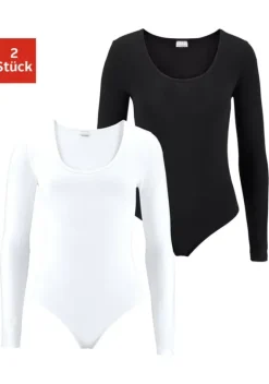 Nachhaltige Dessous & Wasche|Vivance Langarmbody Schwarz, Weis