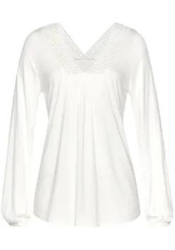 Homewear-Oberteile|LASCANA Langarmshirt Creme