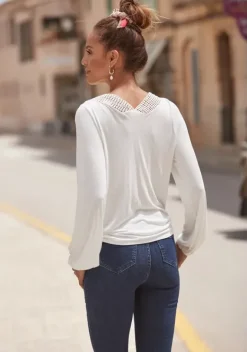 Homewear-Oberteile|LASCANA Langarmshirt Creme
