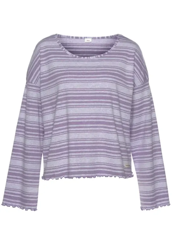 Damenshirts|s.Oliver Langarmshirt Lila Gestreift