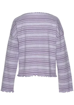 Damenshirts|s.Oliver Langarmshirt Lila Gestreift