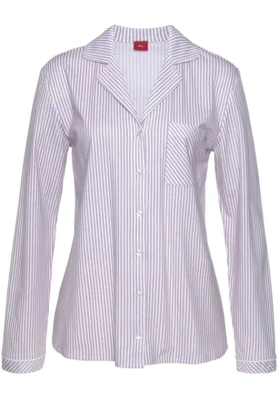 Damenshirts|s.Oliver Langarmshirt Bordeaux Weis Gestreift